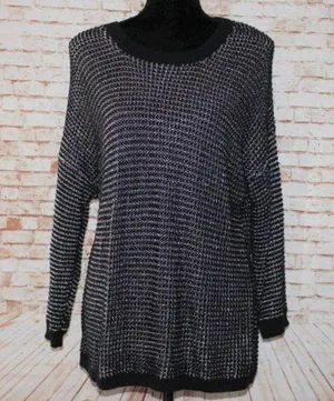 Apt 9 Metallic Gray Black Sweater Size L thumbnail 1