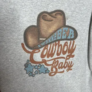 Wild Junkie Boutique Cowboy Baby Graphic Tee Western Cowgirl Gray Size Large thumbnail 3