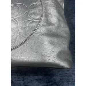 Coach Laura F18336 Metallic Silver Leather Large Tote Embossed Signature C thumbnail 5