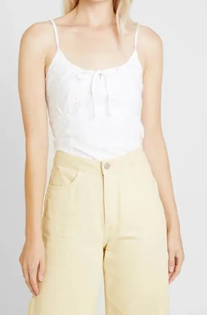 Abercrombie Fitch Womens Milkmaid Cottage Babydoll Tank Top Medium White Eyelet thumbnail 1
