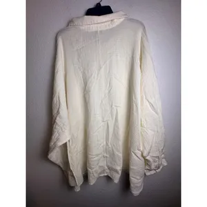 Peace Love World Womens 4X Cream Cotton Gauze Oversized Button Tunic Blouse thumbnail 2