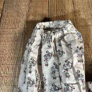 By Anthropologie Floral Block Print Puffy Zip Front Raw Edge Boho Blouse Large thumbnail 2