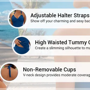 B2prity Halter Tankini Swimsuit Slimming Floral Two Piece Bathing Suit LARGE thumbnail 6