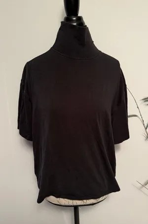 Lululemon Relaxed Fit Cotton Blend T-Shirt Black Neutral Capsule Wardrobe Sz‎ 10 thumbnail 1
