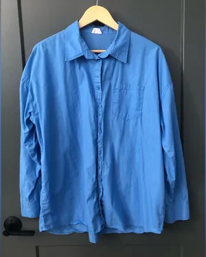 Cotton On Blue 100% Cotton Long Sleeve Button Up Oversized thumbnail 1