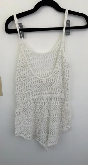 Crochet Romper Cover-Up Victoria's Secret White thumbnail 1