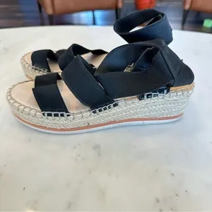 Dolce‎ Vita Lury Espadrille Wedge Sandal Black Beachy Boho Casual Size 10 thumbnail 4