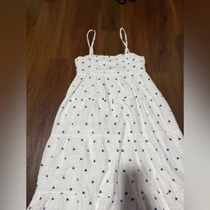 ZARA WOMAN WHITE NAVY EMBROIDERED maxi dress blog fav spring M boho cottage $98 thumbnail 8