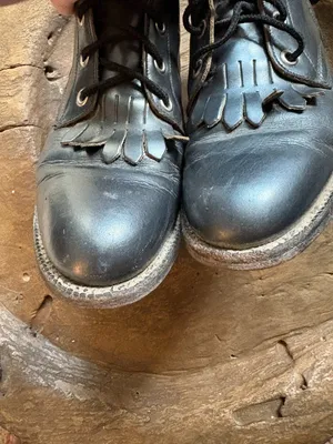 Justin Boots gray metallic kiltie roper lacer leather granny boots women's sz 6 thumbnail 3