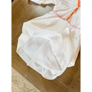 Staud Mini‎ Demi Dress Womens White Multicolor Neon Piping Balloon Sleeve XS thumbnail 7