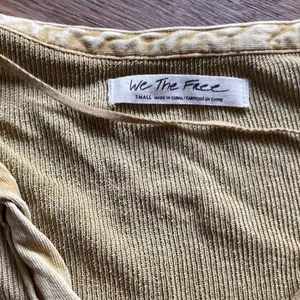Free people yellow acid wash cotton ribbed top size small thumbnail 2