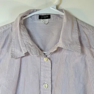 J. Crew Womens Purple White Micro Stripe Cotton Button Down Shirt Size L thumbnail 4