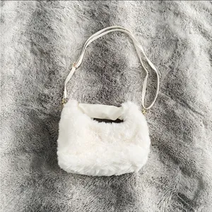 White Y2K Faux Fur Soft Two-way Crossbody Mini Handbag Purse thumbnail 7