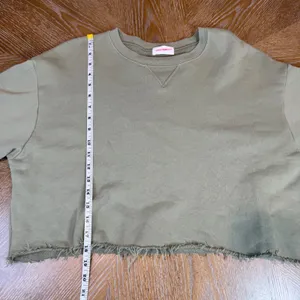 John Elliott Cropped Long Sleeve Sweatshirt Raw‎ Hem Green Size Large thumbnail 8