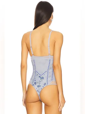 FREE PEOPLE Sara Corset Bodysuit in Blue Combo in Size Medium. thumbnail 2