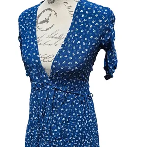 Faithfull The Brand La Rochelle‎ Wrap Mini Dress Blue Floral Women's 2 thumbnail 5
