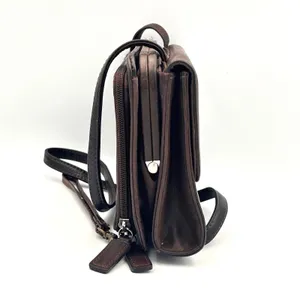 Vintage‎ Fossil Brown Leather Crossbody Organizer Wallet Bag Kiss Lock Y2K thumbnail 4