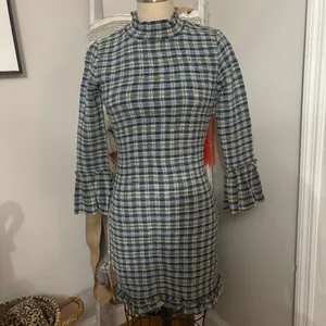 Free People Sage Autumn Chill Plaid Mini Dress Size Small thumbnail 8