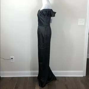 Marchesa Notte Off Shoulder Satin Draped Dress Black Size 0 thumbnail 8