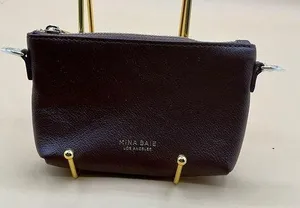 A Very Beautiful New Mina Baie Los Angeles Brown Pebbled Leather Small Zip Pouch thumbnail 1