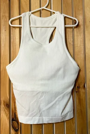 Lululemon Ebb to Street Racerback Crop Top White Size 4 Yoga Workout Gym thumbnail 1