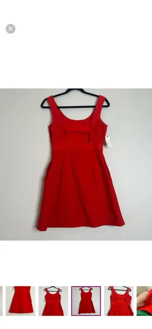 BNWT Anthropologie Maeve sleeveless square neck red mini dress thumbnail 7