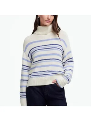 Madewell Ribbed Cotton Turtleneck Sweater in Stripe thumbnail 2