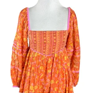 Free People Bohemian Retro 70s Flower Child Endless Afternoon Mini Dress Medium thumbnail 9