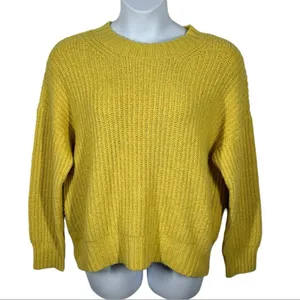 American Eagle Mustard Gold Chunky Knit Sweater Medium Oversized Fall thumbnail 2