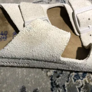 Birkenstock Arizona Soft Slide Sandal Antique White Suede thumbnail 9