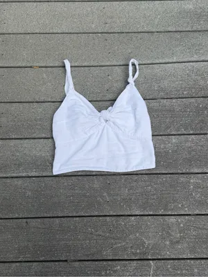 Abercrombie & Fitch White Knot-Front Cropped Camisole thumbnail 2