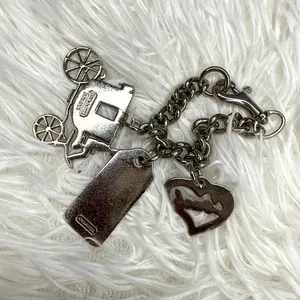 Vintage COACH y2k Carriage Heart Hangtag Bag Charm Key Fob thumbnail 2