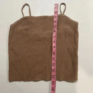 Abercrombie & Fitch Ribbed Knit Camisole Tank Top Brown Minimalist Size Large thumbnail 5