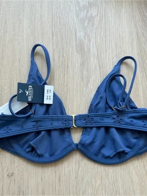 NWT Hollister Eyelet Blue Underwire Plunge Bikini Top thumbnail 7