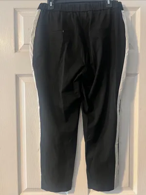 Mango Black Straight-Leg Pants with White Side Stripe thumbnail 5