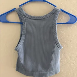 Blue Ribbed Sleeveless Top Gray thumbnail 2