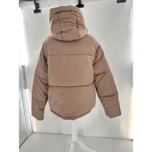 Shein Puffer Coat Jacket Sz L Brown Minimalist Trendy High Neck Normcore thumbnail 4