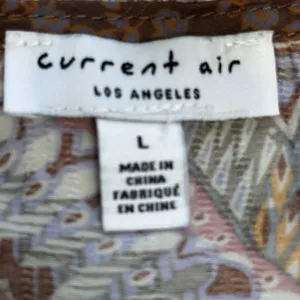 Current Air Quilt Contrast Motif Top Womens Size Large V-neck Short Sleeve Flowy thumbnail 8