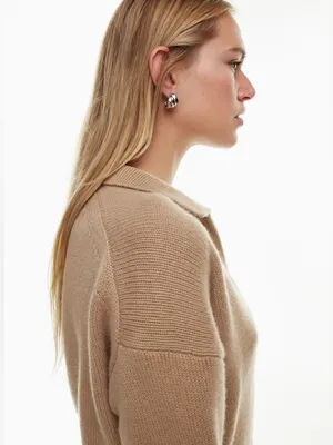 Aritzia Wilfred Luxe Cashmere Clara Sweater in Gold Camel thumbnail 4