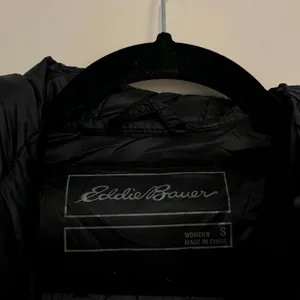 Eddie Bauer Puffer Jacket Black EB650 Hooded Down Parka Women Small thumbnail 3