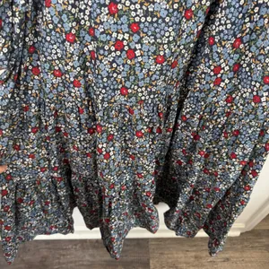 Summersalt Floral Smocked Puff Sleeve Cotton‎ Midi Dress Blue Red 2XL Plus Size thumbnail 4