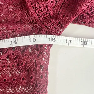 Marissa Webb Cybil Maroon Lace Flutter Sleeve Dress Size Small Sheer Lace Drama thumbnail 7