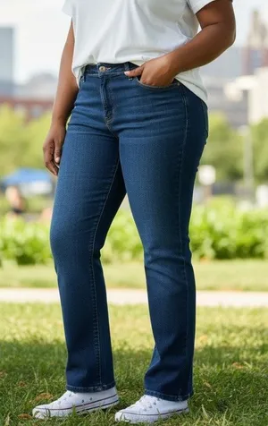 LA Blues Women's Plus Size Rodeo Denim Blue Jeans ~ Size (18) 3 thumbnail 1