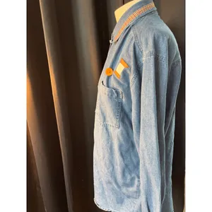 Vintage PTKV Denim Sewing Quilting Patchwork Button Down Shirt Blue Medium‎ thumbnail 6