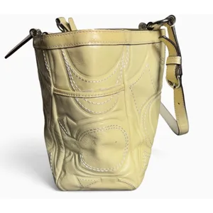 Coach Gallery Signature C Stitched Patent Leather Tote Butter Yellow Bag thumbnail 5