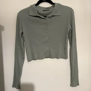 Brandy Melville Sage Green Ribbed Button-Up Top thumbnail 2