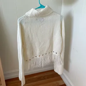Lulus Freethinker Cream Fringe Cropped Sweater thumbnail 10