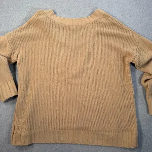 Aerie Women's Small Chunky Knit V-Neck Sweater Tan Chenille Pullover Top thumbnail 9