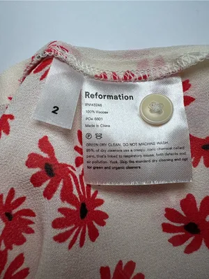 Reformation Jemma Top Daisy Days size 2 Cream Blouse with Red Daisy Print thumbnail 7