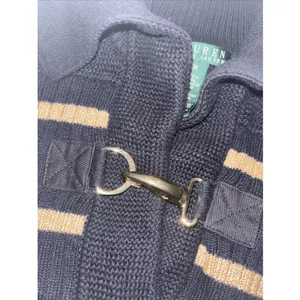 Lauren Ralph Lauren Black Gold Striped Sweater Toggle Medium Sparkle Metallic thumbnail 3